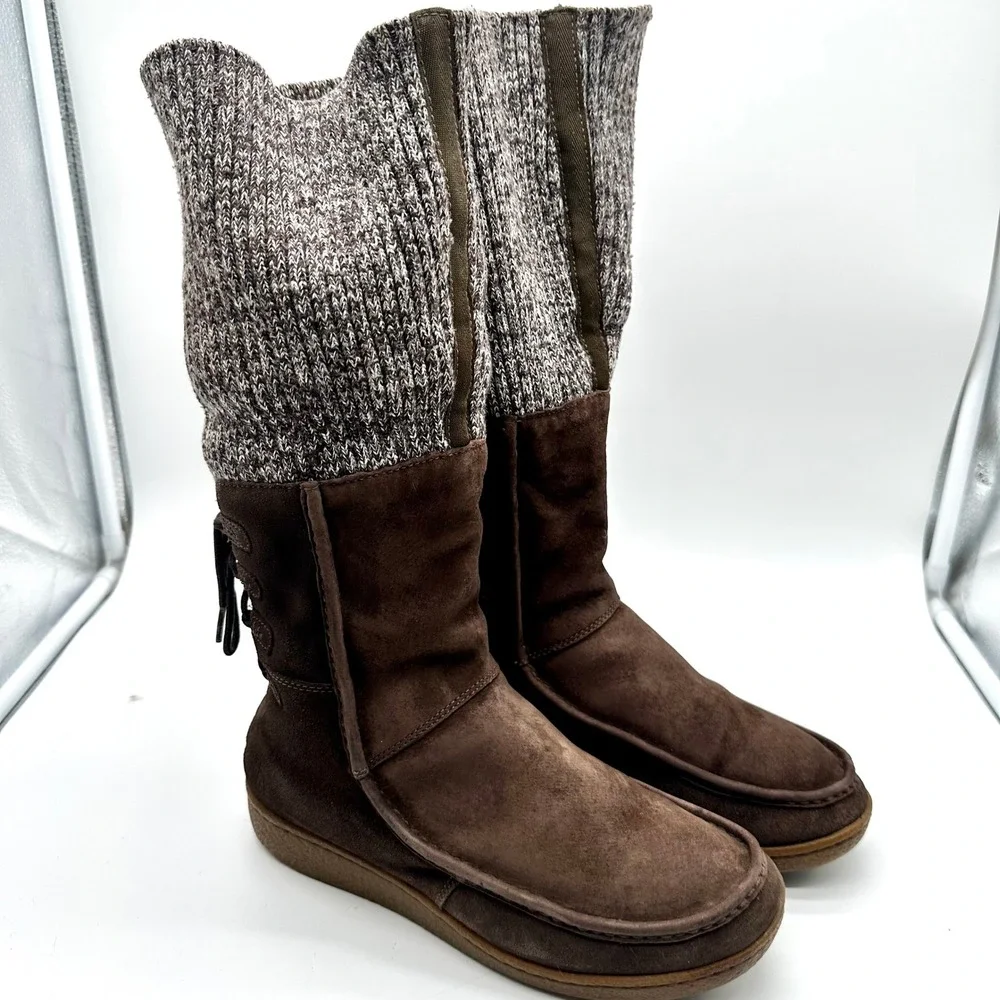 The North Face Alana Women Brown Suede Mid Knit Cuff Insulated Boots Size 8.5
